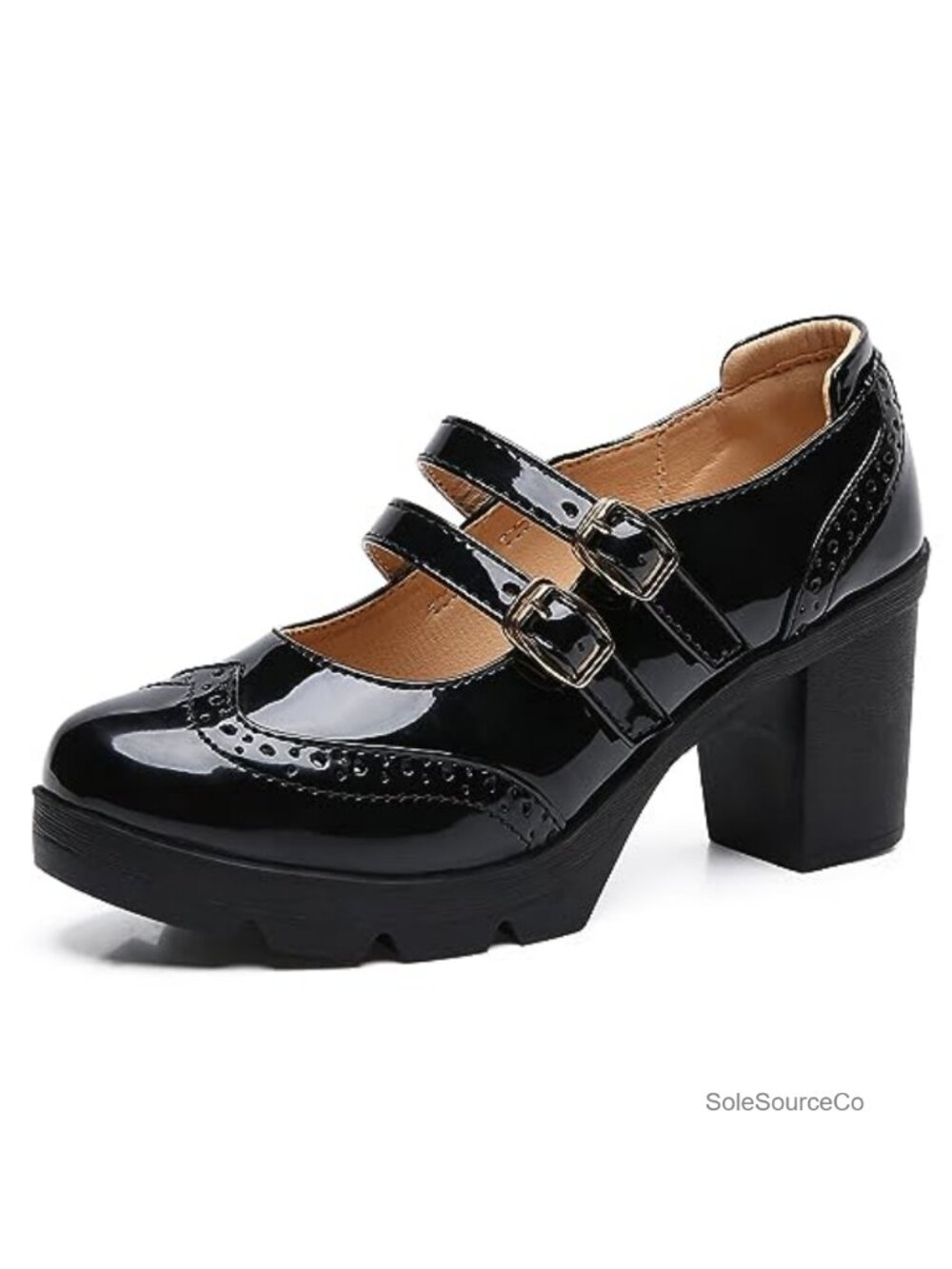 Women's Low Block Heel Mary Jane Pumps Round Toe Work Dress Shoes